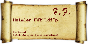 Heimler Fülöp névjegykártya